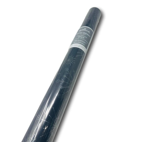 Hallmark Wrapping Paper Christmas Silver Snowflakes on Black 45 sq ft Roll - Picture 2 of 2